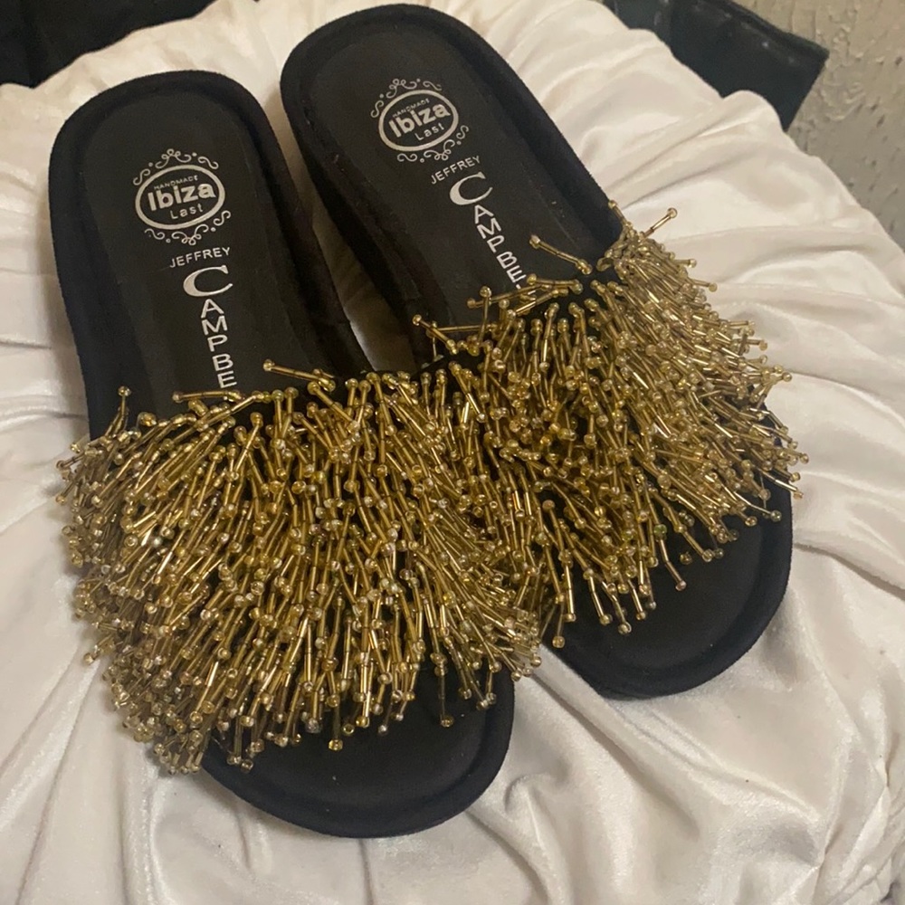 Jeffrey Campbell gold beaded slide